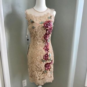Sherri Hill Nude/Multi color lace and sequin dress size 4